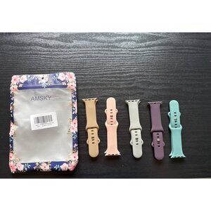 Amsky Silicone Apple Watch Band Pack Of Mixed Colors Replacement Straps Compatib